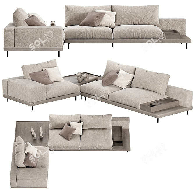 Modular Space Sectional Sofa 3D model image 1