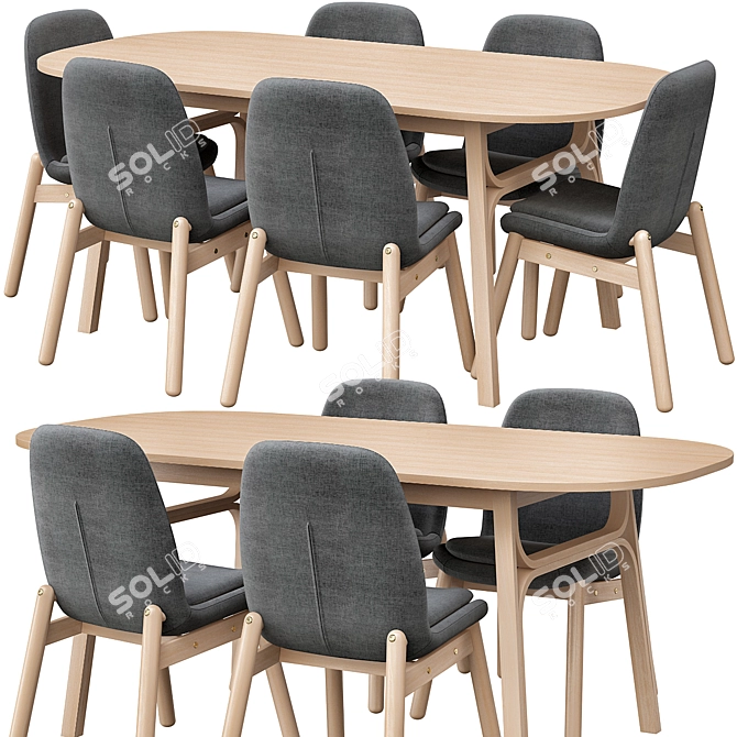 Voxlöv & Vedbo: Elegant Bamboo Dining Set 3D model image 1