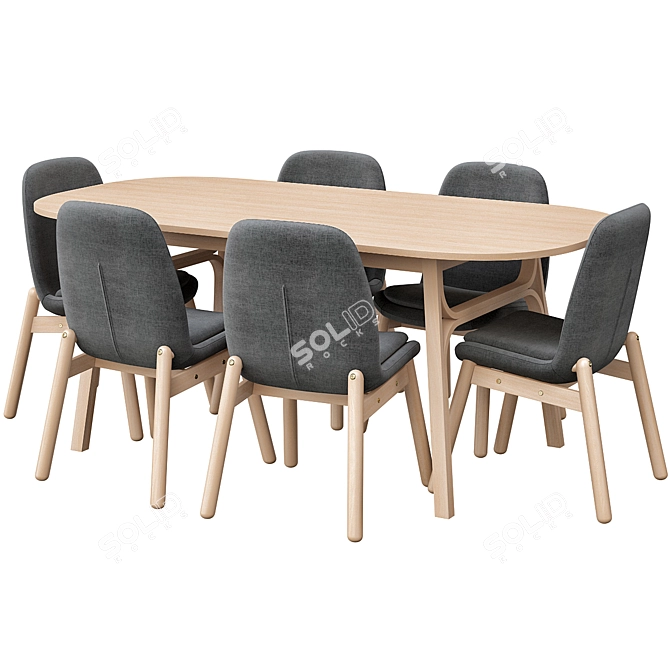 Voxlöv & Vedbo: Elegant Bamboo Dining Set 3D model image 3