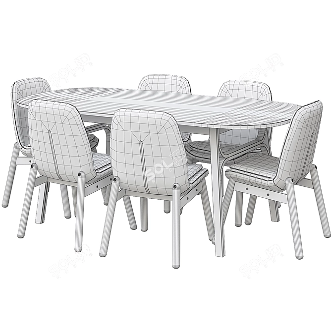 Voxlöv & Vedbo: Elegant Bamboo Dining Set 3D model image 4