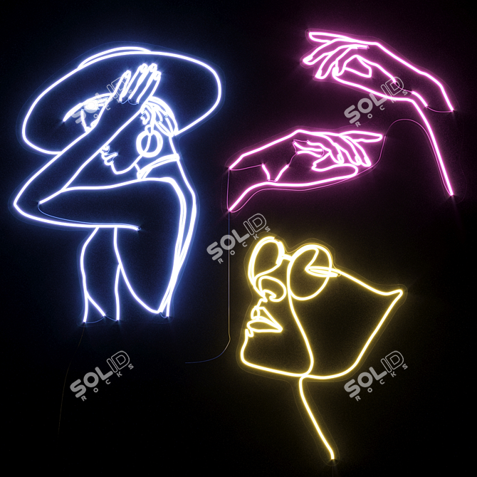 Customizable Glow: Neon Sign for Women 3D model image 1