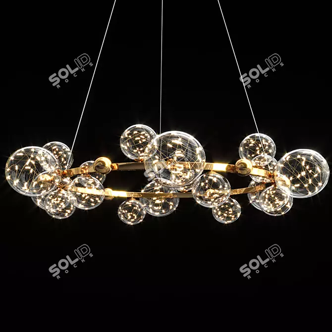 Luxurious LED Chandelier: Gold & Black 3D model image 1