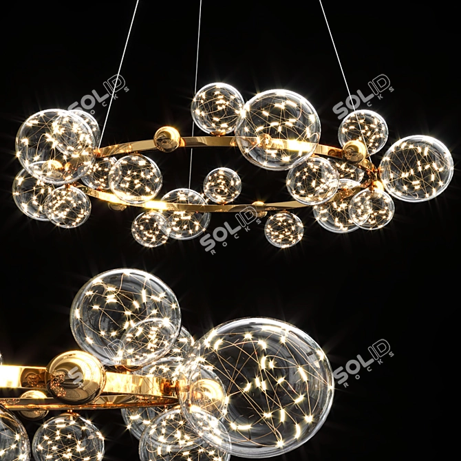 Luxurious LED Chandelier: Gold & Black 3D model image 2