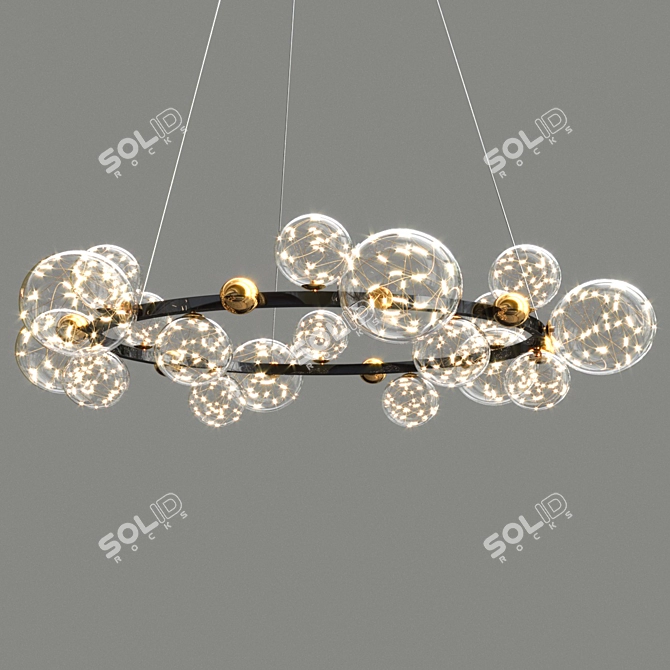 Luxurious LED Chandelier: Gold & Black 3D model image 3
