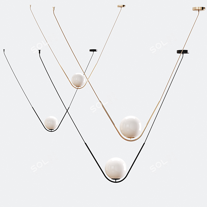 Modern Hanging Lamps: Gold or Black 3D model image 3