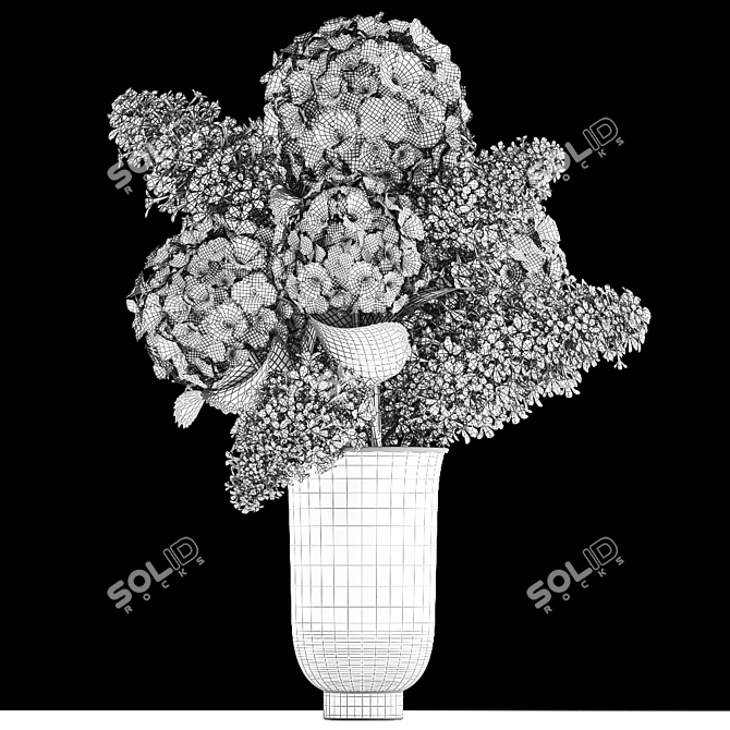 White Blossom Bouquet in Cyclades Vase 3D model image 7