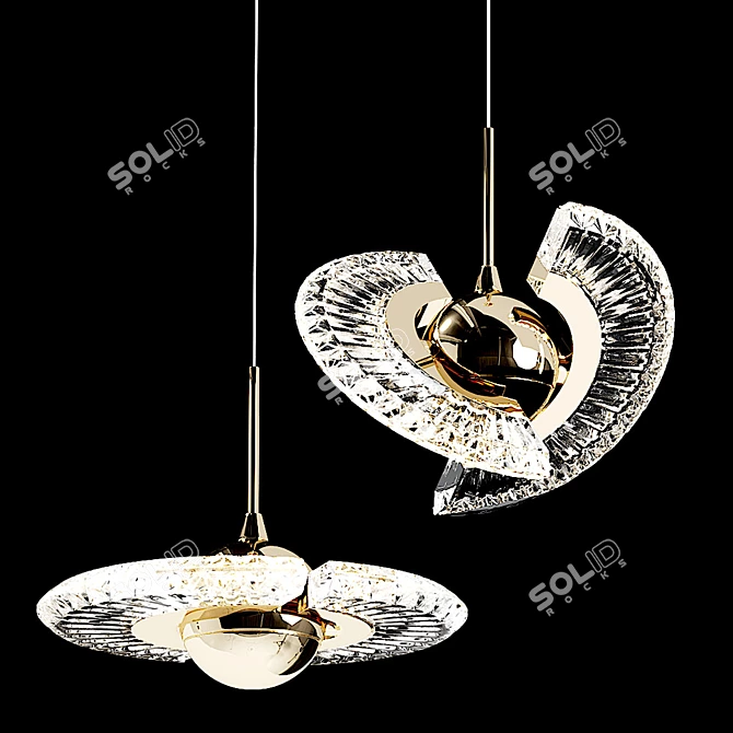 Golden Glass Pendant Lamp 3D model image 1