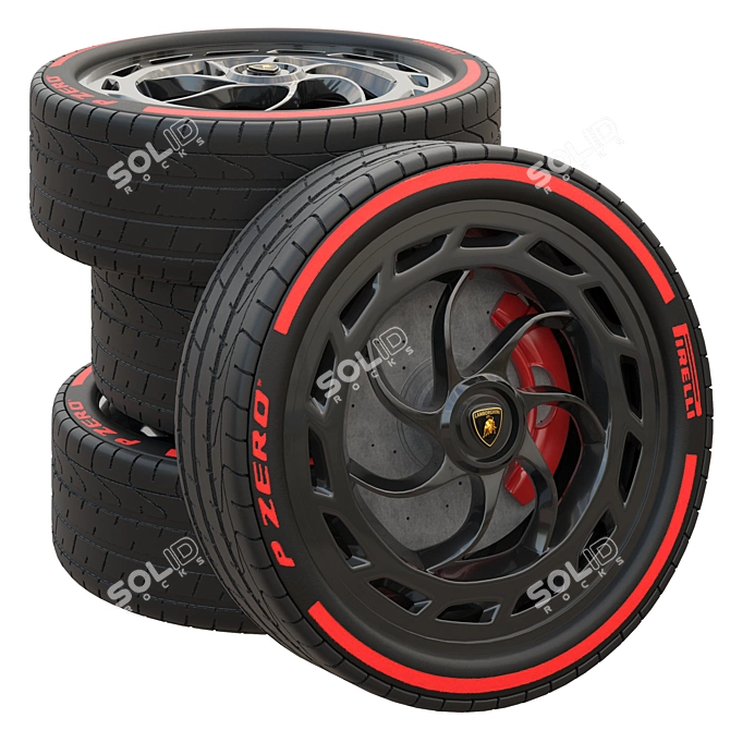 Luxury Lamborghini Veneno Wheels 3D model image 1