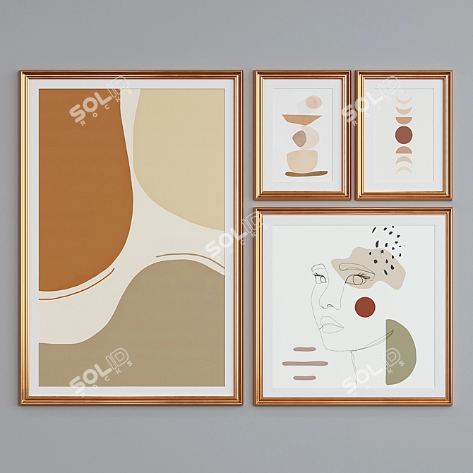 Modern Frame Set with Abstract Images 3D model image 2