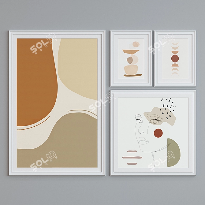 Modern Frame Set with Abstract Images 3D model image 4