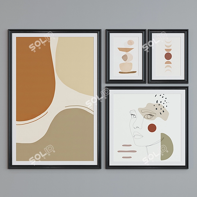 Modern Frame Set with Abstract Images 3D model image 5