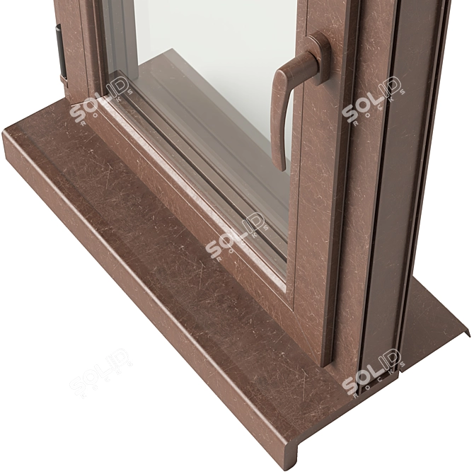 Sleek UPVC Double Glazed Window 3D model image 2