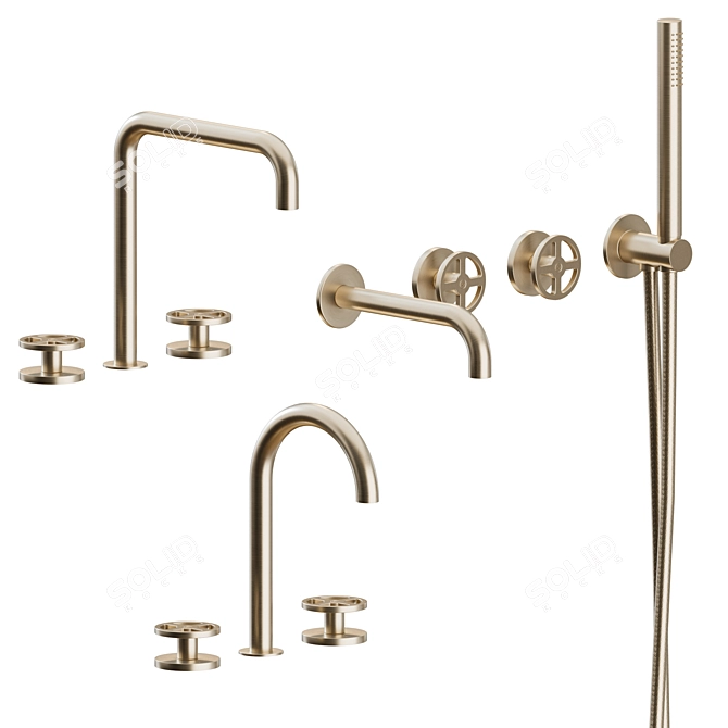 Hydroprogressive Stainless Steel Bath Set 3D model image 1