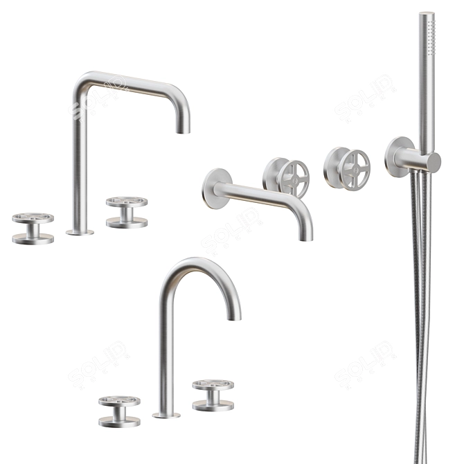 Hydroprogressive Stainless Steel Bath Set 3D model image 2