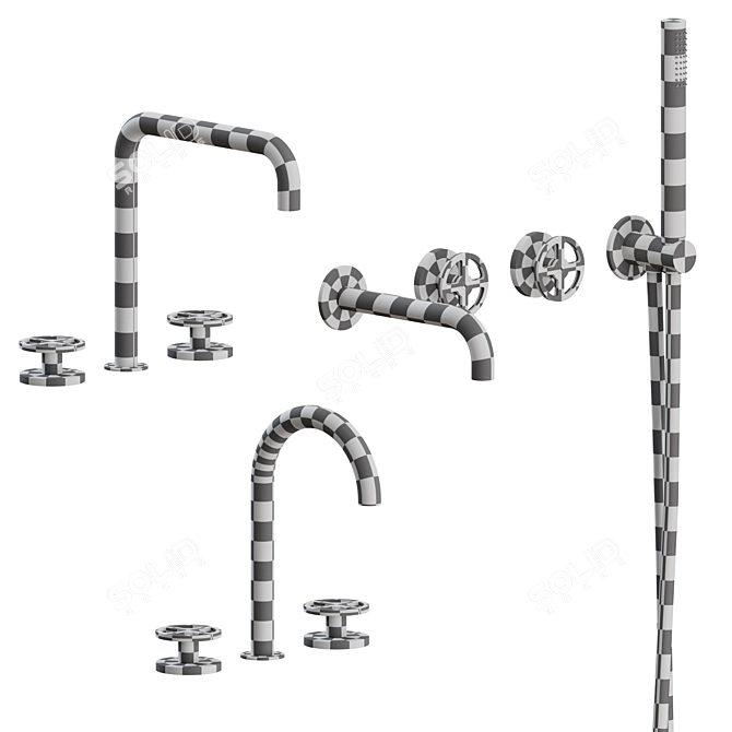Hydroprogressive Stainless Steel Bath Set 3D model image 3