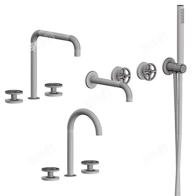 Hydroprogressive Stainless Steel Bath Set 3D model image 4