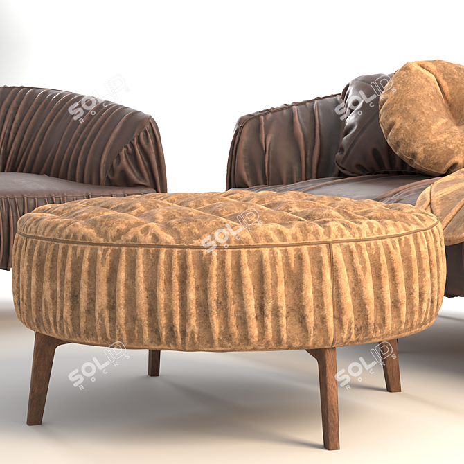Elegant Leather Sofa Set 3D model image 11