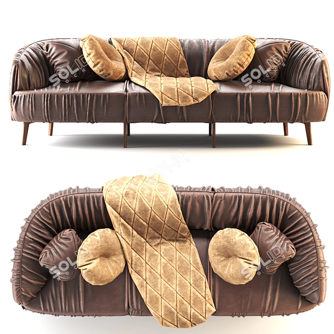 Elegant Leather Sofa Set 3D model image 14