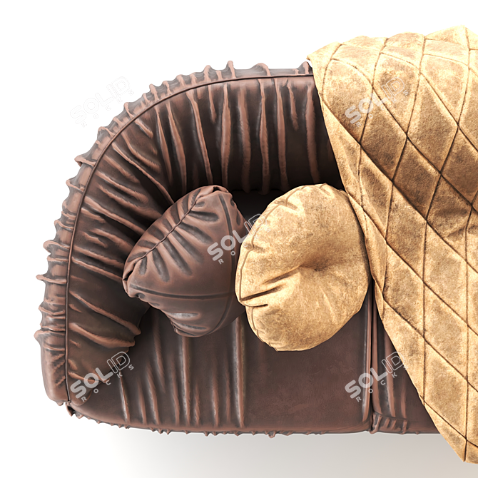 Elegant Leather Sofa Set 3D model image 15