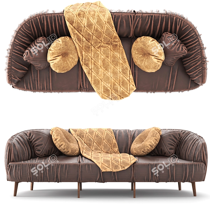 Elegant Leather Sofa Set 3D model image 3