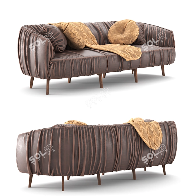 Elegant Leather Sofa Set 3D model image 5
