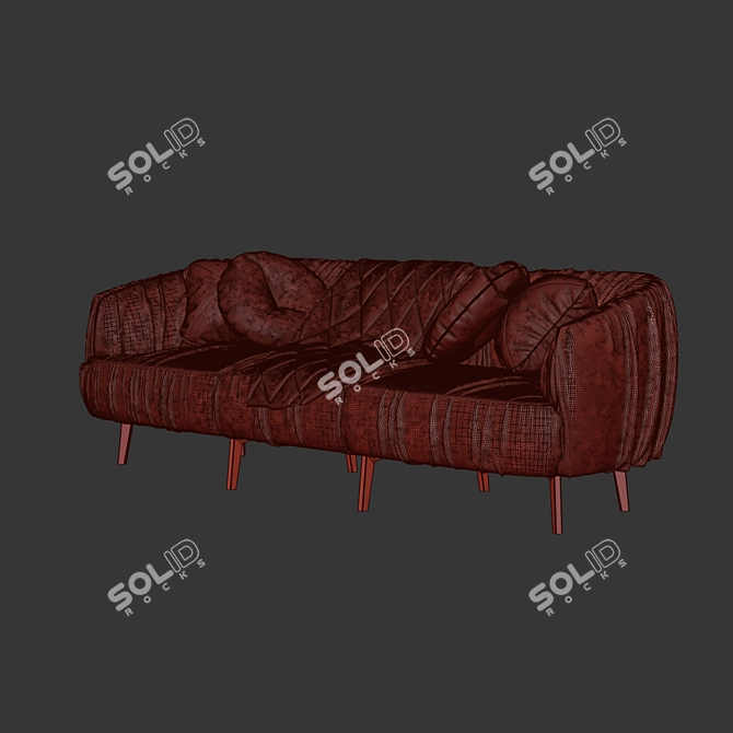 Elegant Leather Sofa Set 3D model image 8