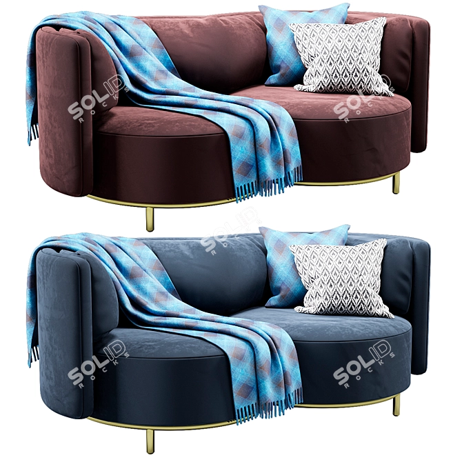 Natuzzi Wave 2 Seater: Luxurious Comfort for Your Living Space 3D model image 8