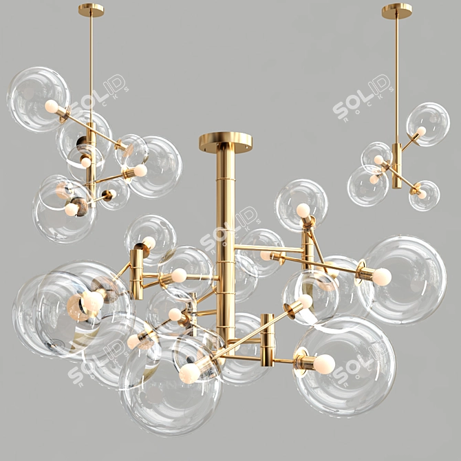 Unique Spherical Glass Chandelier 3D model image 1