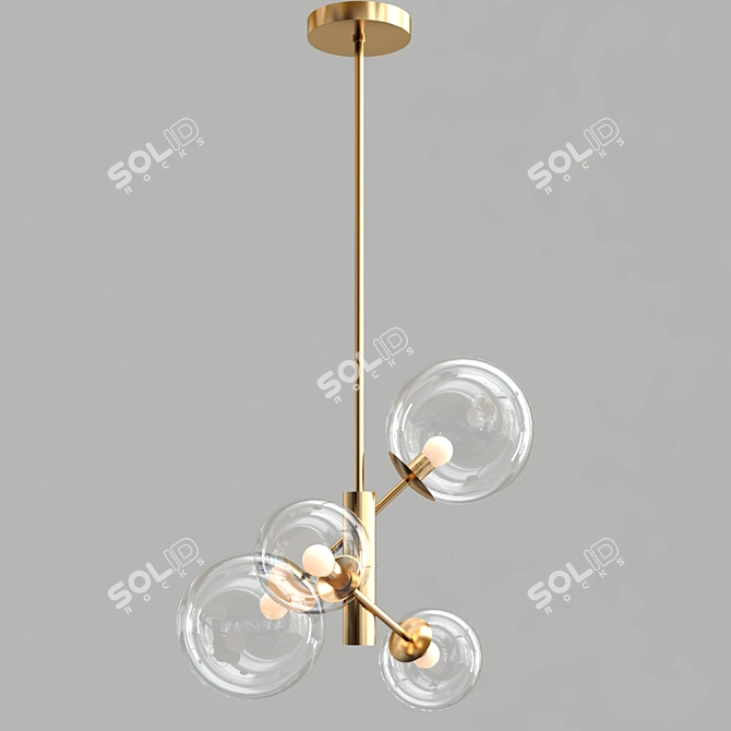 Unique Spherical Glass Chandelier 3D model image 4