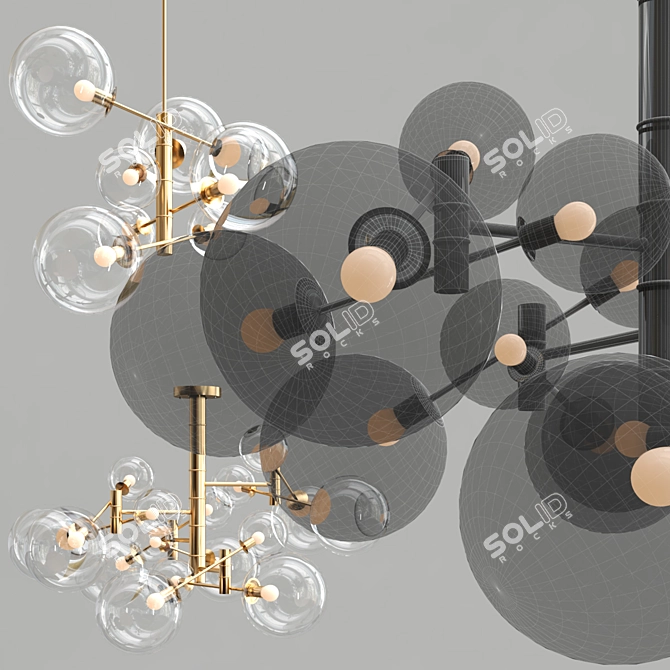 Unique Spherical Glass Chandelier 3D model image 5