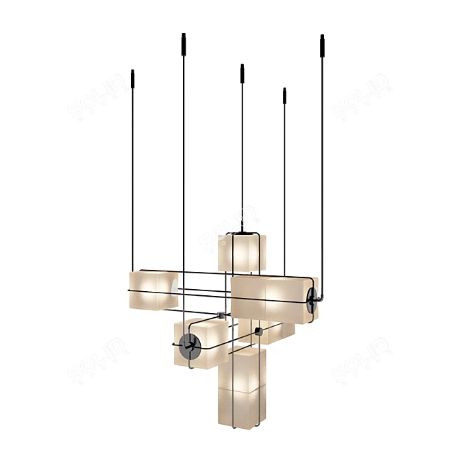 Elegant Marcos Line Chandelier 3D model image 2