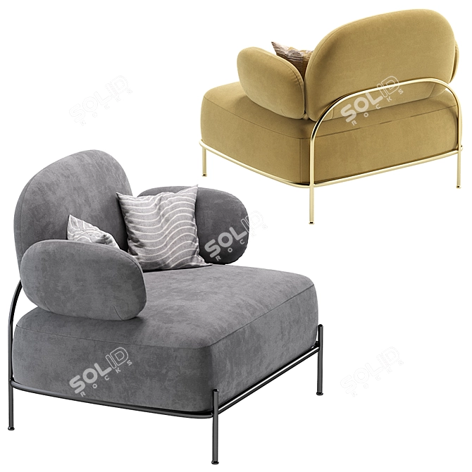 Coco Pink Armchair: Chic and Comfortable 3D model image 3