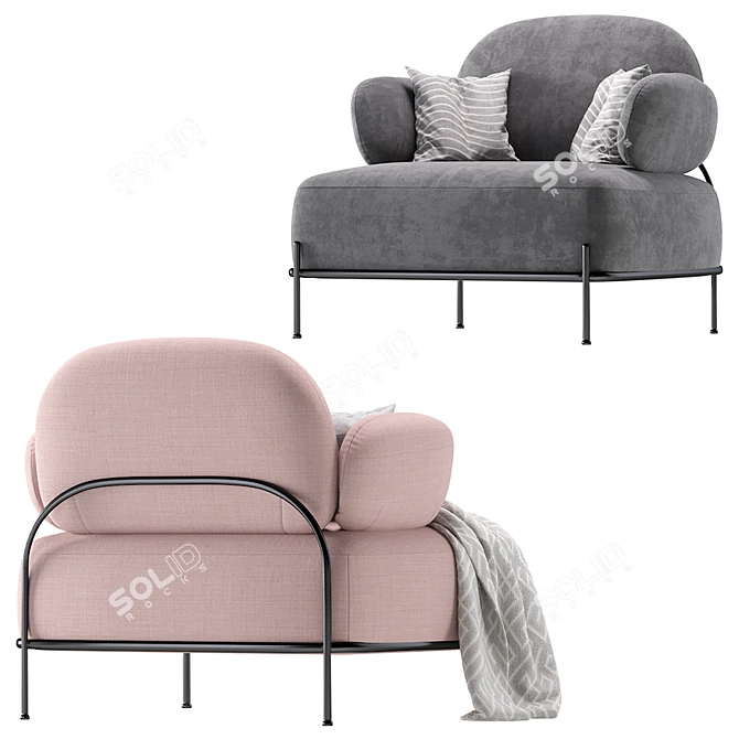 Coco Pink Armchair: Chic and Comfortable 3D model image 6