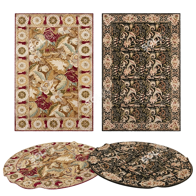 Title: Versatile Rug Set with Various Styles 3D model image 1