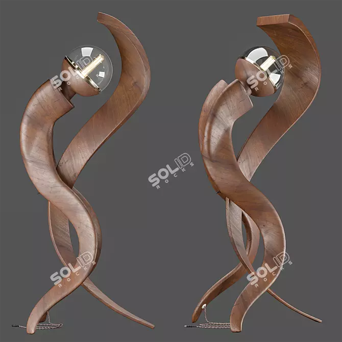 Modern Wood Floor Lamp 175cm | 3ds Max OBJ 2015 3D model image 2