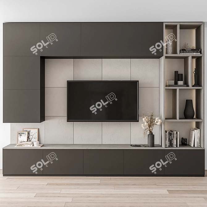 Sleek Urban TV Wall - Set 24 3D model image 1