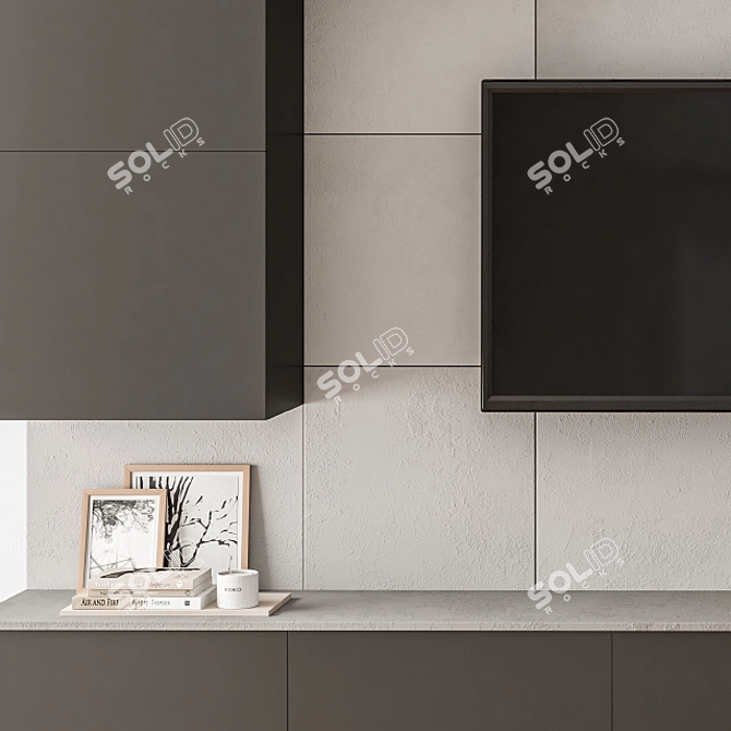 Minimalist Concrete TV Wall Mount 3D model image 3