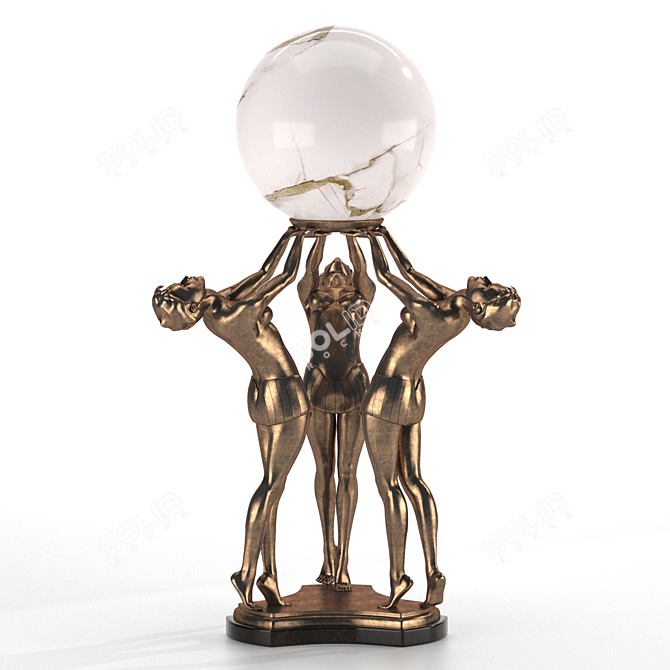 Elegant Art Deco Lady Sculpture 3D model image 1