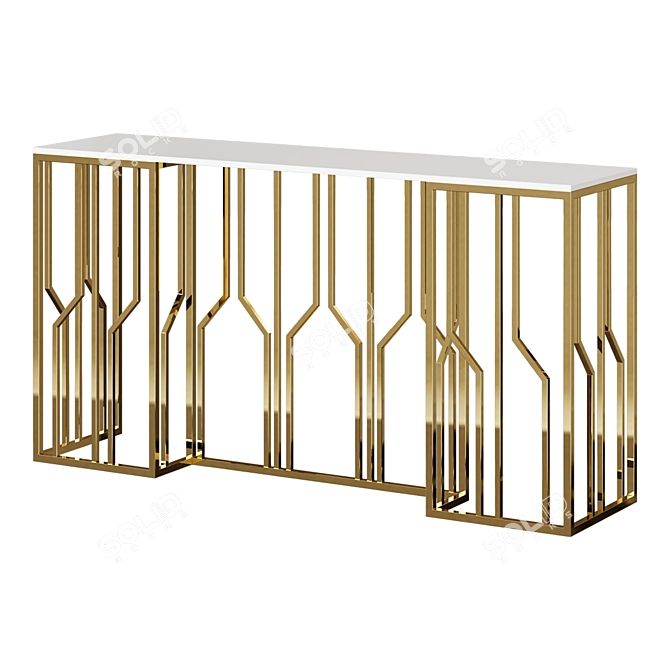 Sleek Gold & Marble Console 3D model image 1