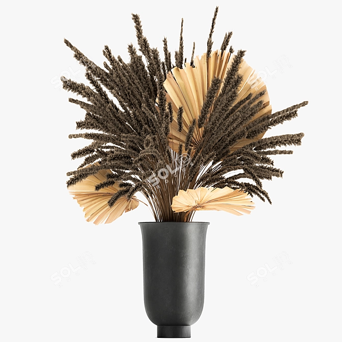 Reed Elegance: Decorative Dry Flower Bouquet 3D model image 1