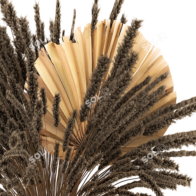 Reed Elegance: Decorative Dry Flower Bouquet 3D model image 4