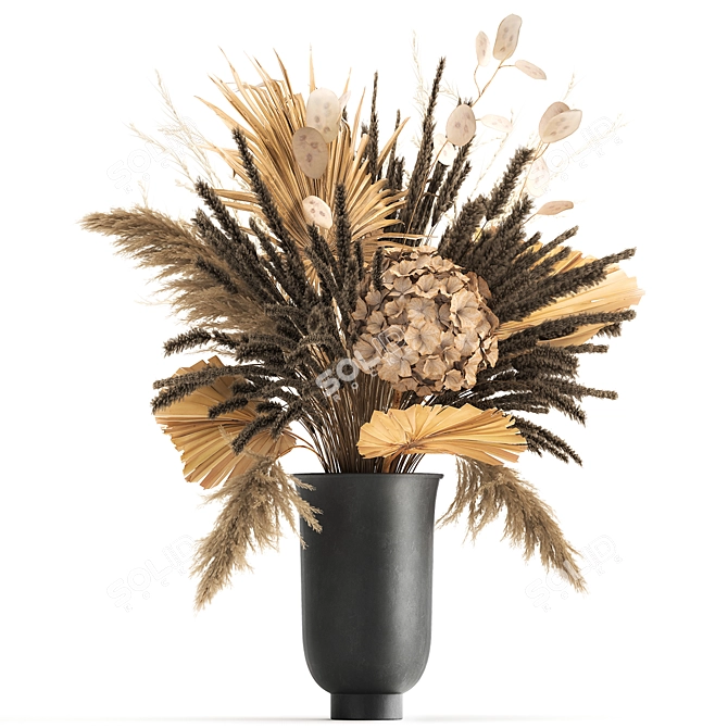 Dried Flower Bouquet in Menu Cyclades Vase 3D model image 1