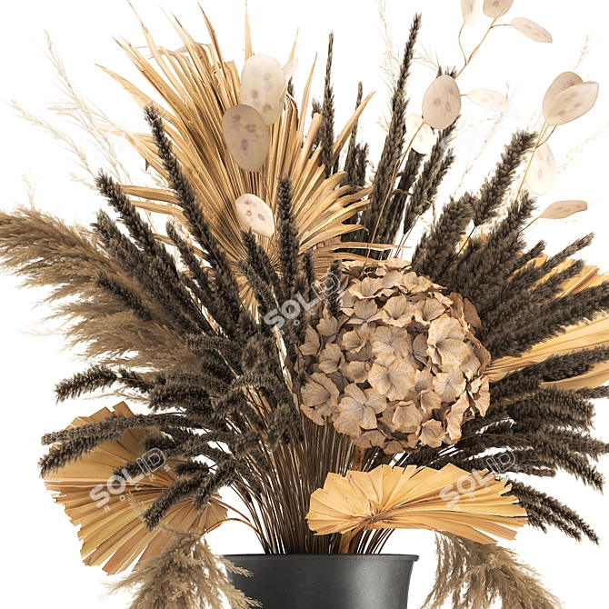 Dried Flower Bouquet in Menu Cyclades Vase 3D model image 2
