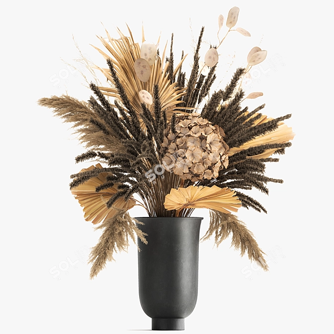Dried Flower Bouquet in Menu Cyclades Vase 3D model image 4
