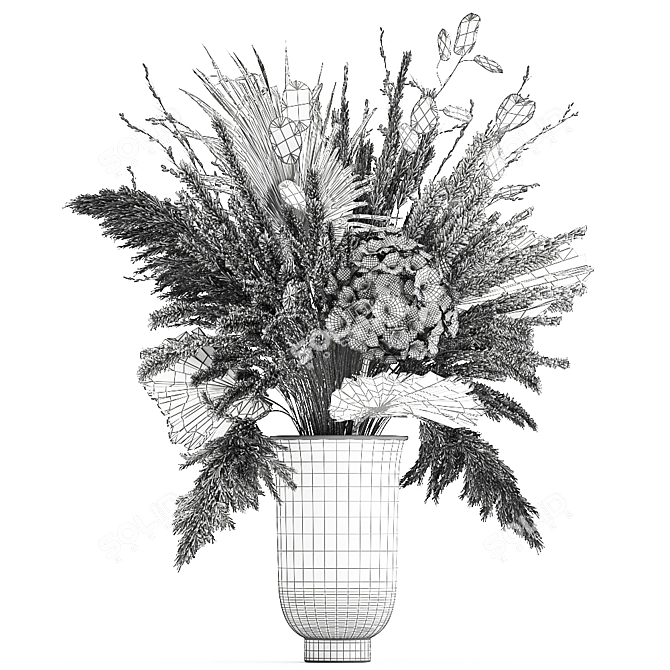 Dried Flower Bouquet in Menu Cyclades Vase 3D model image 6