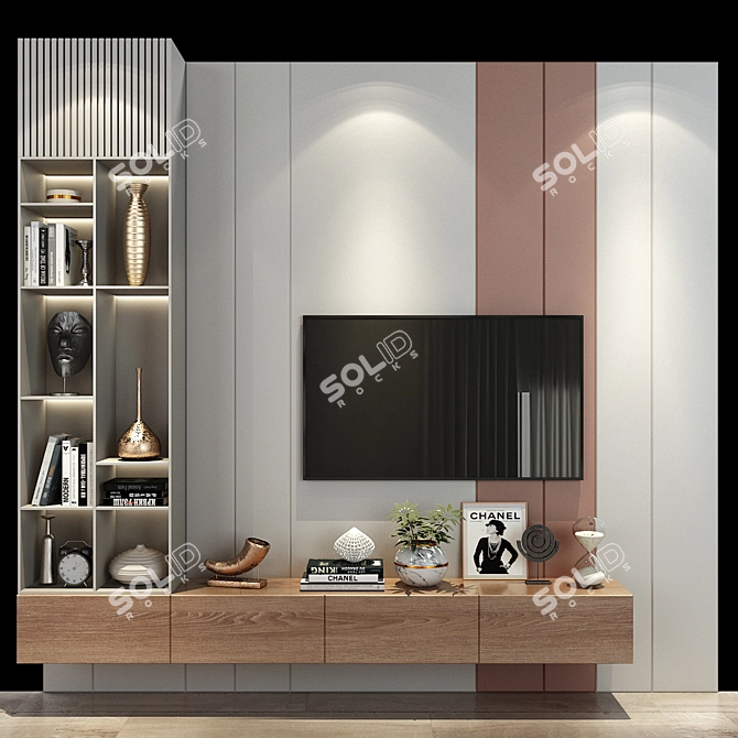 Modern TV Wall Set 248 3D model image 1