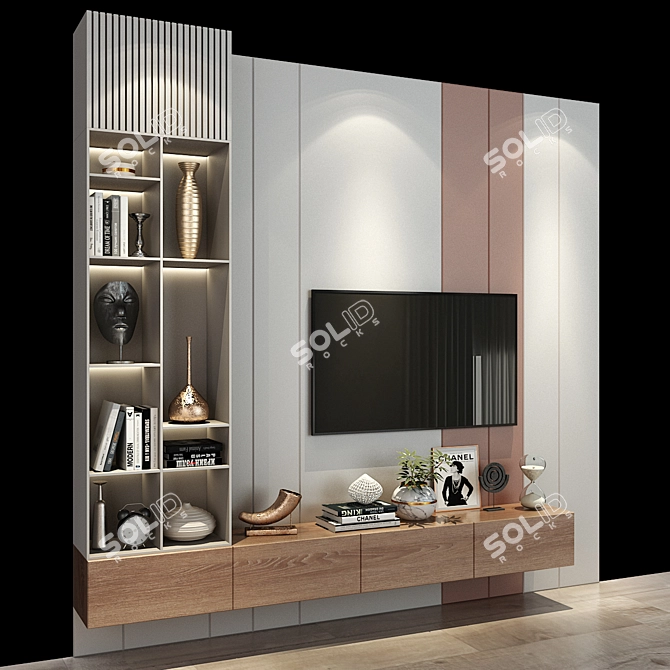 Modern TV Wall Set 248 3D model image 3