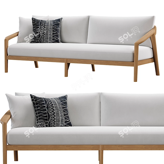 Luxury Teak Sofa for Malta Vibes 3D model image 1