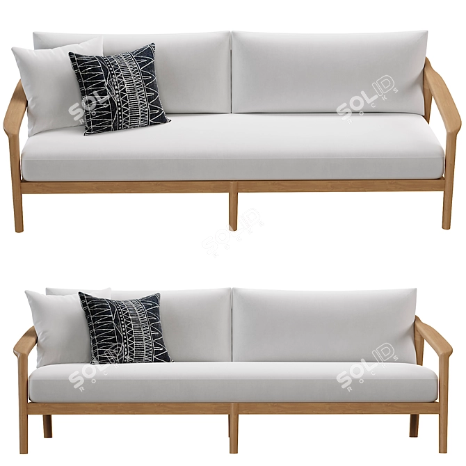 Luxury Teak Sofa for Malta Vibes 3D model image 2