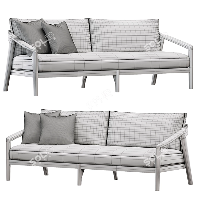 Luxury Teak Sofa for Malta Vibes 3D model image 4